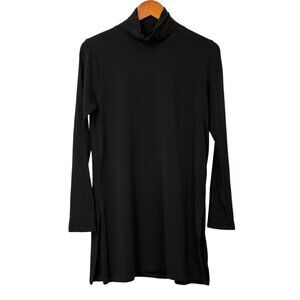 Eileen Fisher System Black High Neck Long Sleeve Tunic Top Soft Versatile Size S